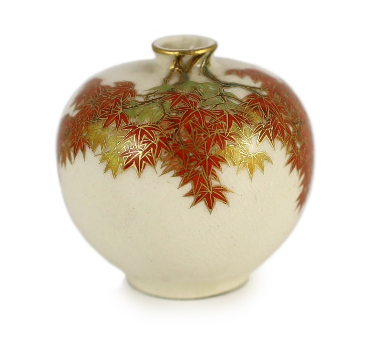 A Japanese Satsuma pottery miniature globular vase, by Yabu Meizan, Meiji period, 4.1cm high